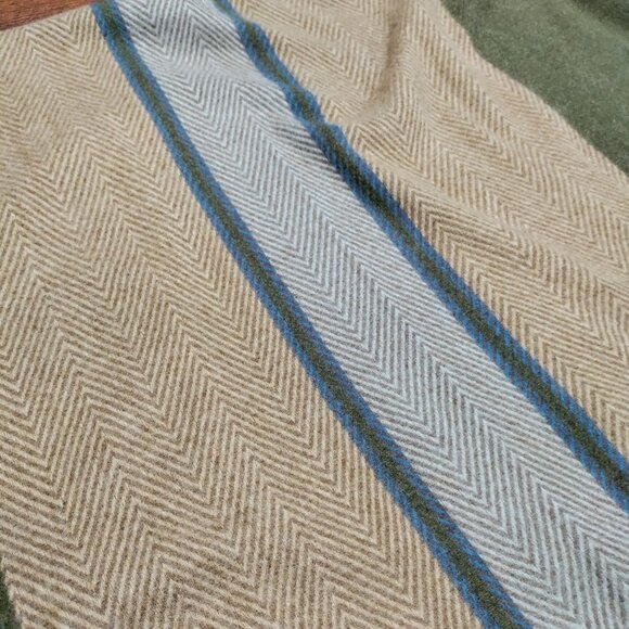 Vince Camuto Boho Brown & Olive Herringbone Striped W/ Fringe Open Front Poncho - Picture 10 of 14